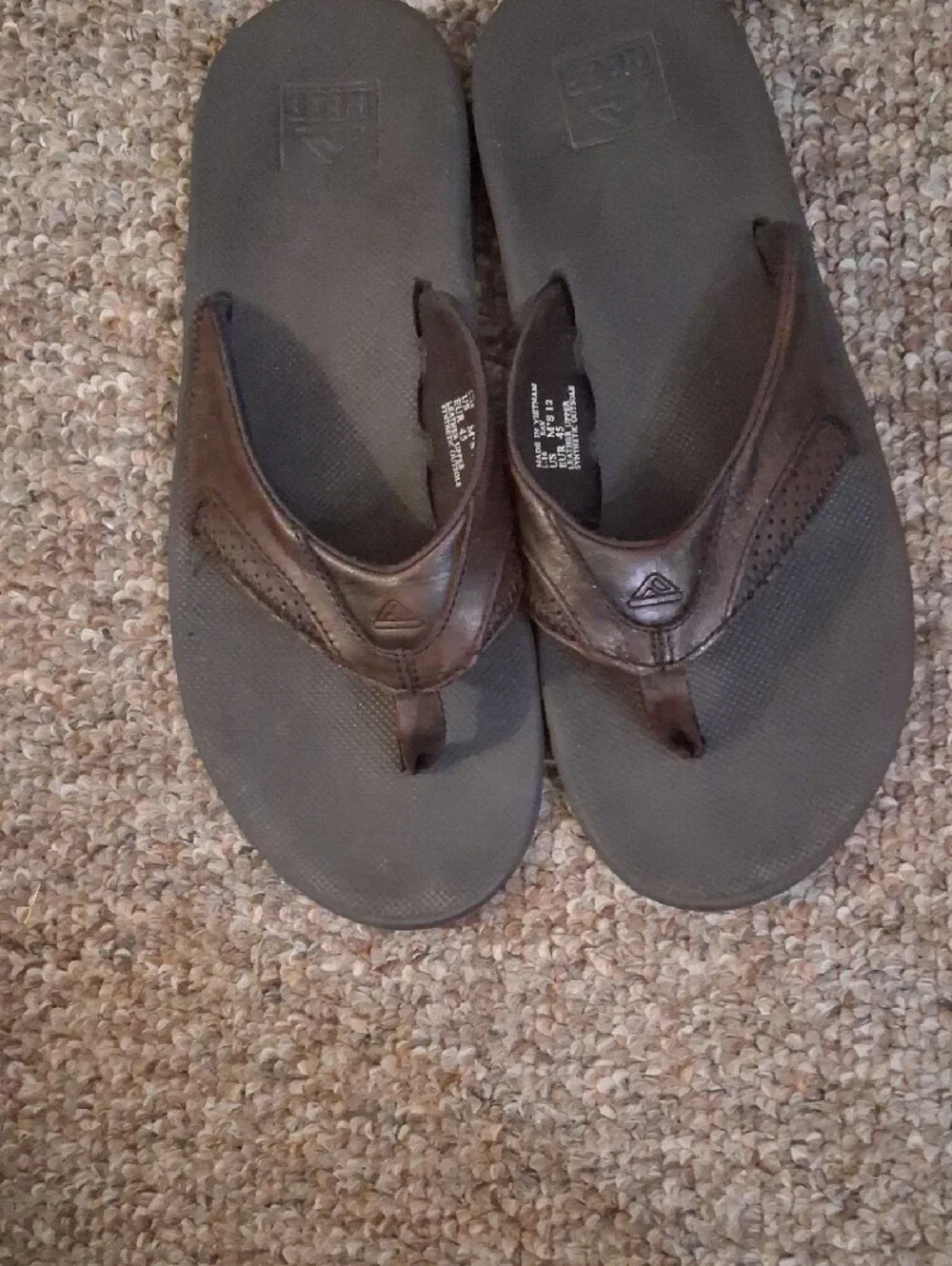 Reef Men's Brown Leather Flip-Flops